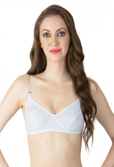 Classic White Transparent Strap Bra, NikkiandNaomi