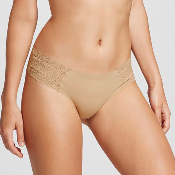 Beige Side Lace Panel Thong, NikkiandNaomi