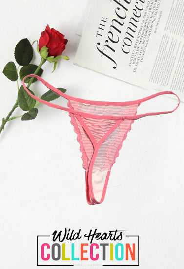 Female Tempting Pink Lace G-String, NikkiandNaomi