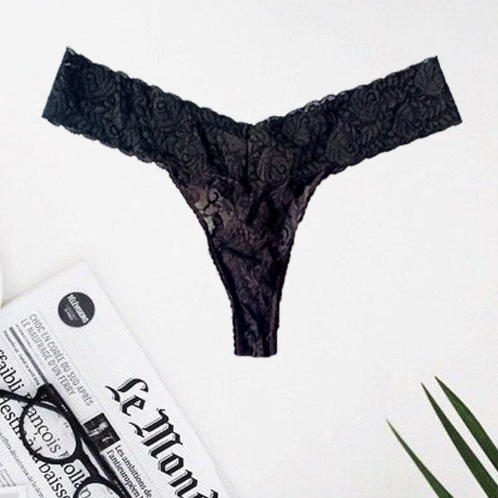 Lounge In Love Black Lace Thong, NikkiandNaomi