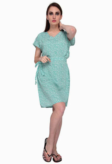 Light Green Half Sleeves One Piece Beach Dress, NikkiandNaomi