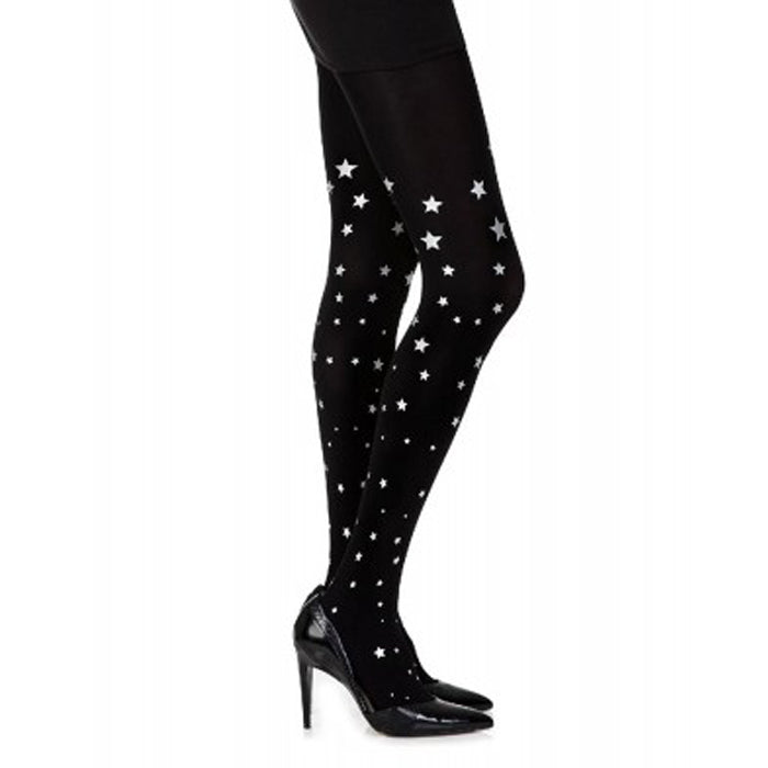 Music Legs Panti Opaco de Licra con Purpurinas - Negro