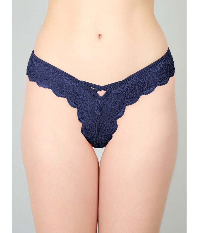 Blue Lace Design Women's Thongs (Pack of 1), NikkiandNaomi