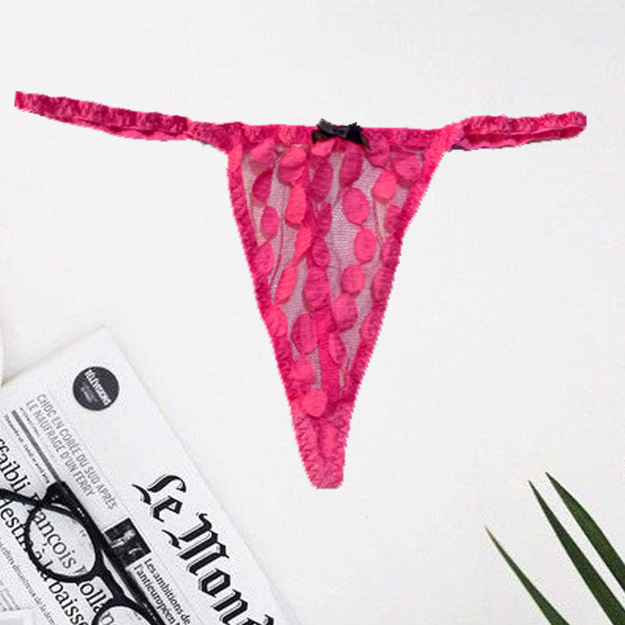 Nuevo Tanga rosa de malla transparente