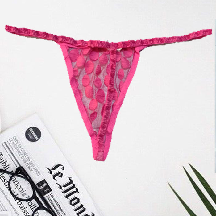 Nuevo Tanga rosa de malla transparente