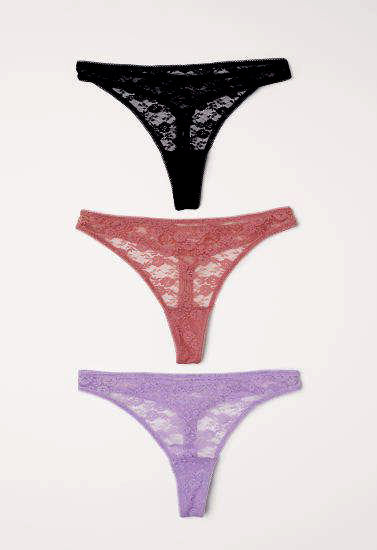 Paquete de 3 tangas sexys transparentes para mujer