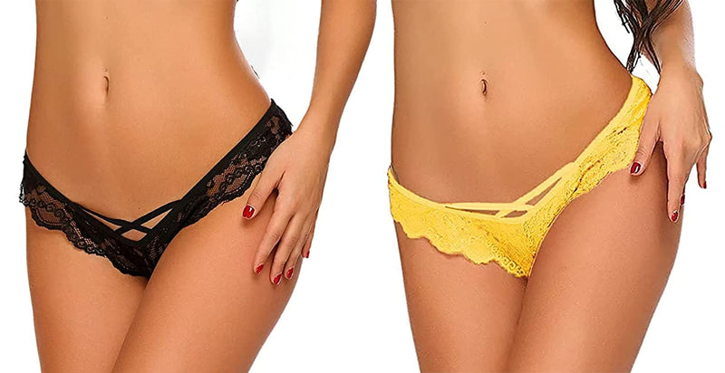 Ladies' Lace Thong Panties Set (Pack of 2), NikkiandNaomi