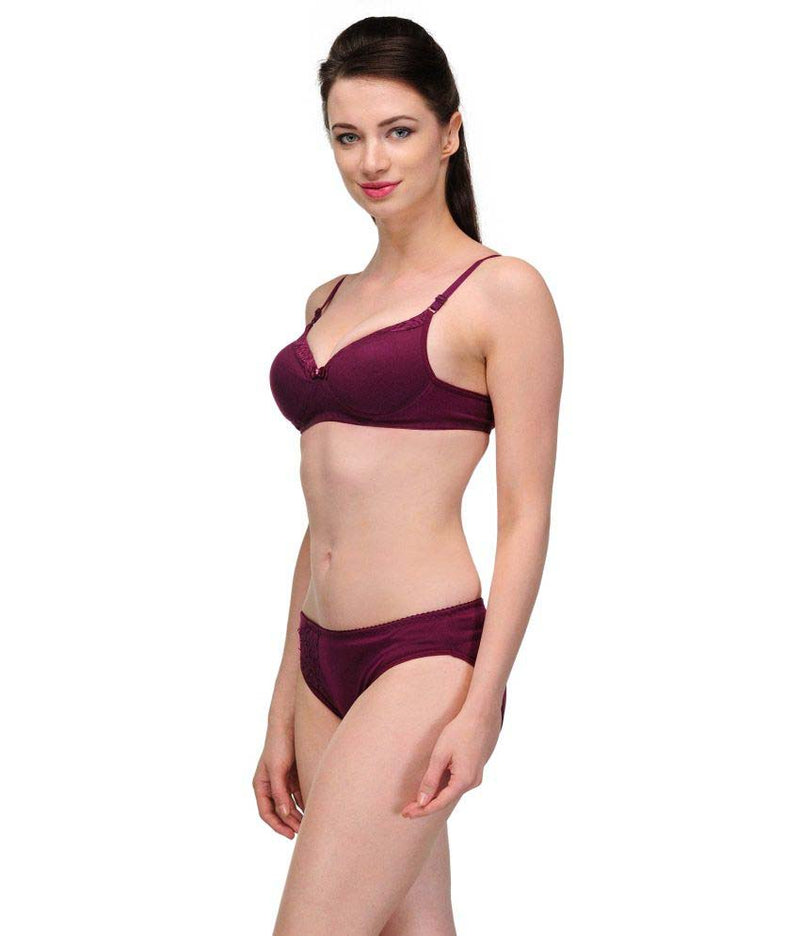 "Pure" Cotton Purple Bra Panty Set,,NikkiandNaomi