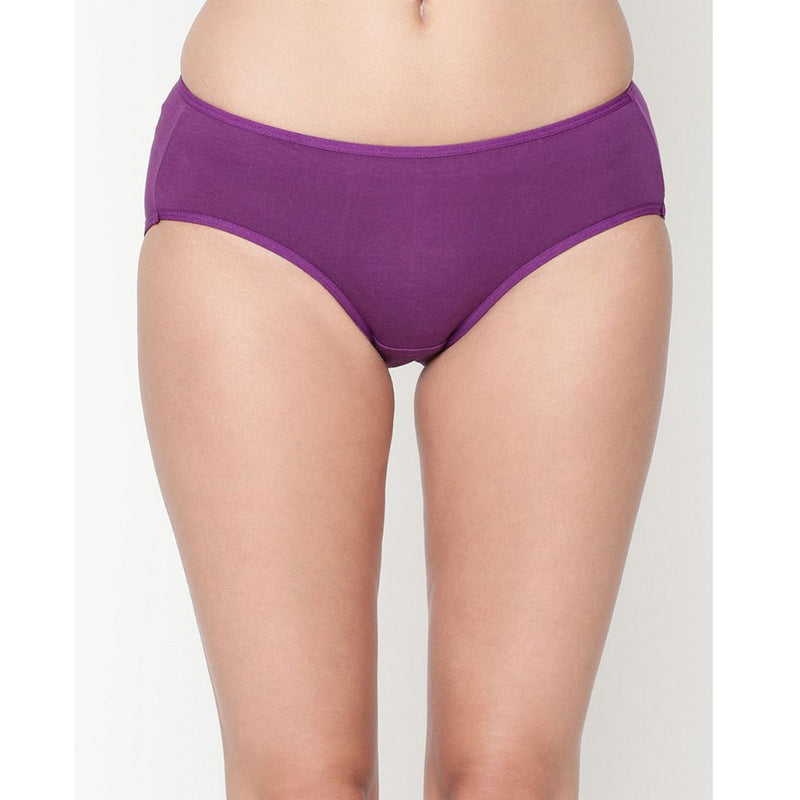 Comfy Beauty Stretchy Waist Women's Plus Size Purple Cotton Panties(Pack of 2), NikkiandNaomi