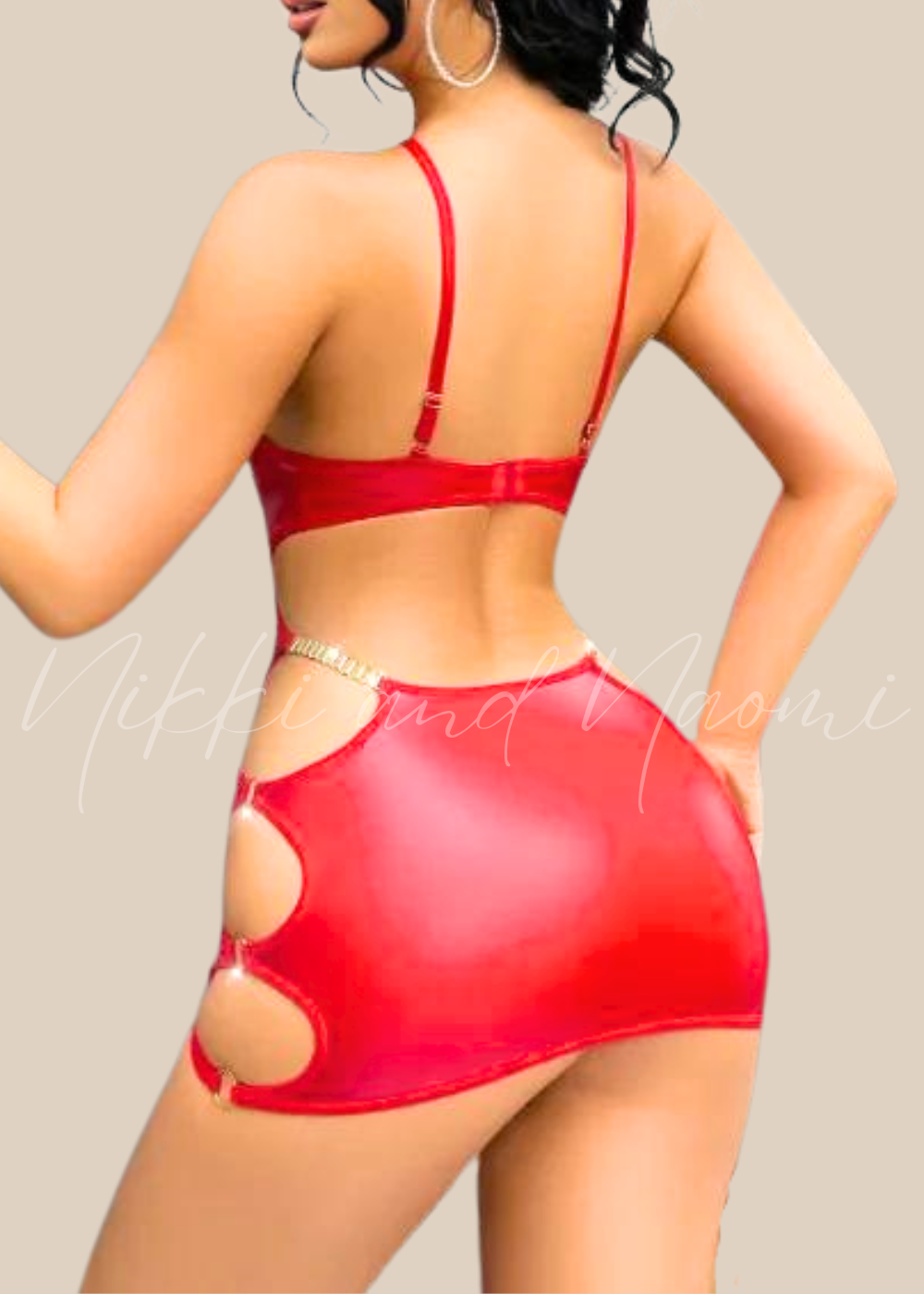 Red halter fantasy costume lingerie