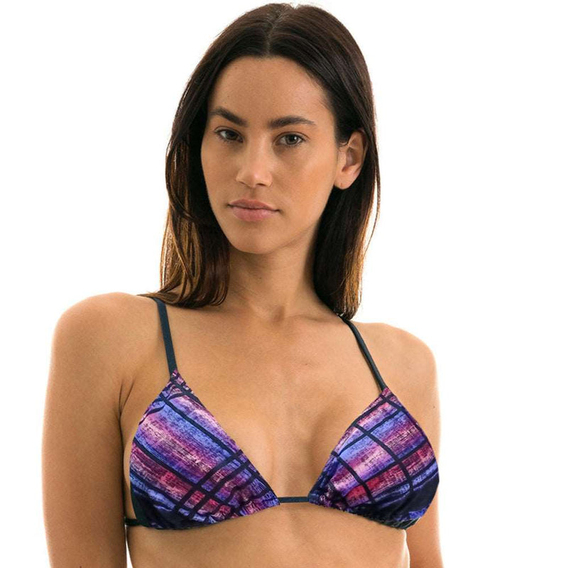 "COMFY" Rusty Dye Check Print Padded Beach Bra,,NikkiandNaomi