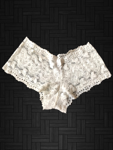 Sexy White Floral Lace Boyleg Panty, NikkiandNaomi