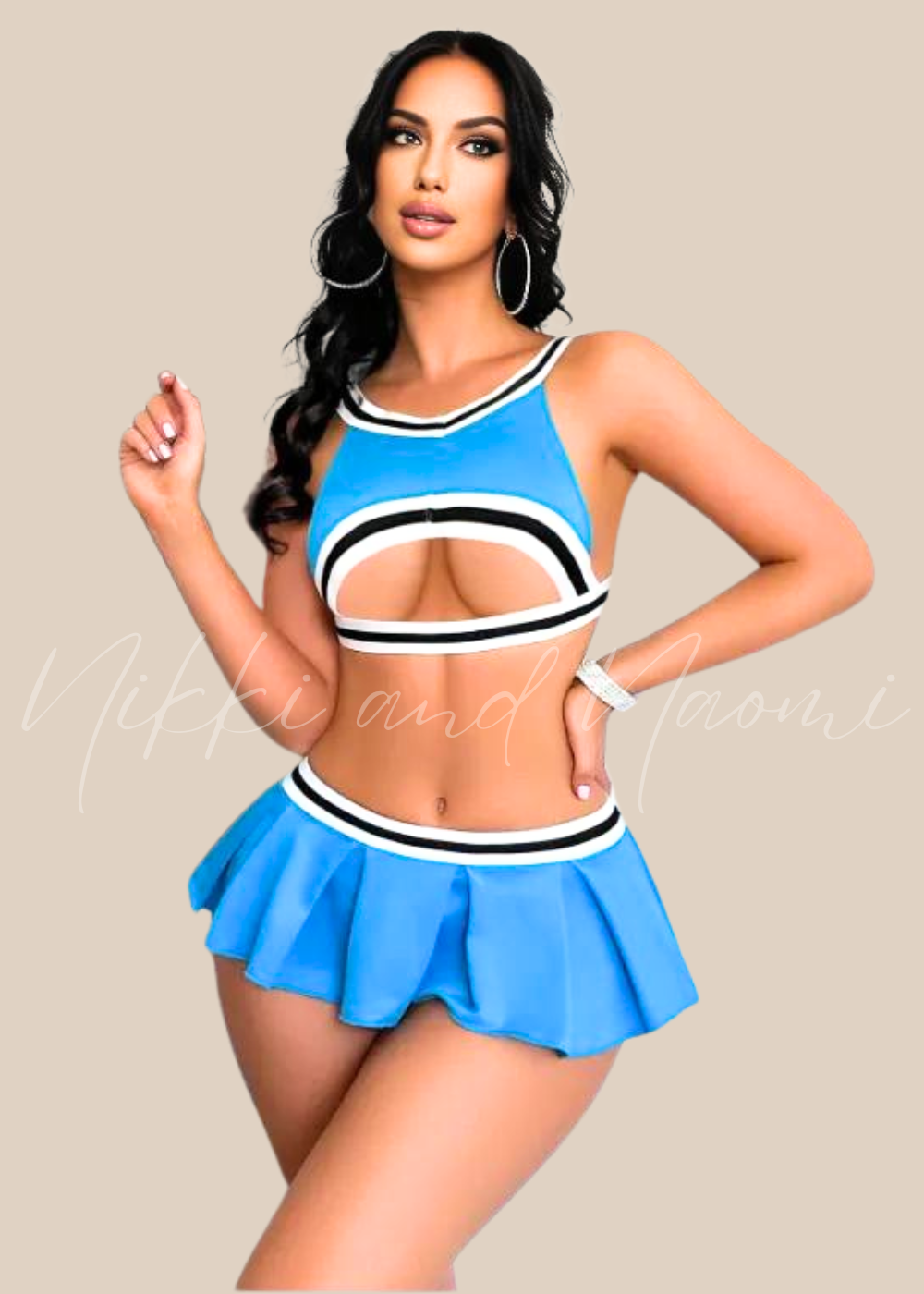 Sexy cheerleader lingerie set blue