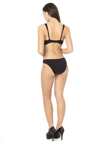 Braguita de bikini con sujetador push-up negro sin costuras y elegante