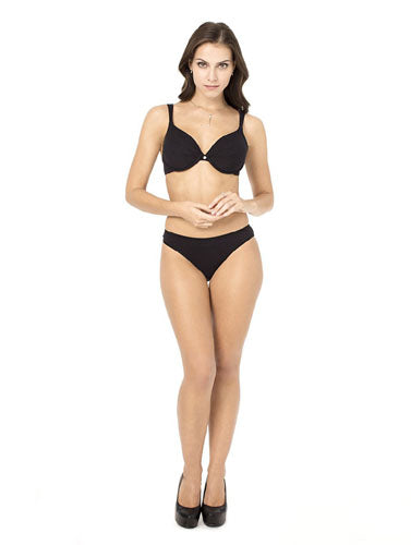 Stylish Seamless Black Push Up Bra Bikini Bottom, NikkiandNaomi