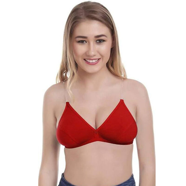 "2 Pack" Clear Straps red hosiery bras