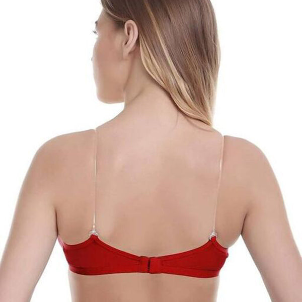 "2 Pack" Clear Straps red hosiery bras