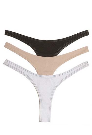 Women Smooth Cotton Thong Panties Pack Of 3