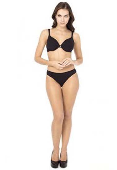 Braguita de bikini con sujetador push-up negro sin costuras y elegante