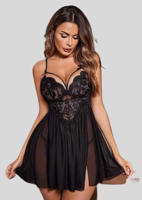 NikkiandNaomi Black Lace Babydoll Nightwear, NikkiandNaomi