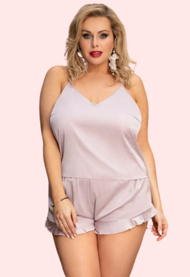 Comfortable Plus Size Cami Shorts Sleepwear Set, NikkiandNaomi