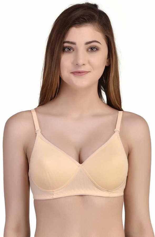 Women Beige Full Coverage Lightly Padded Bra, NikkiandNaomi