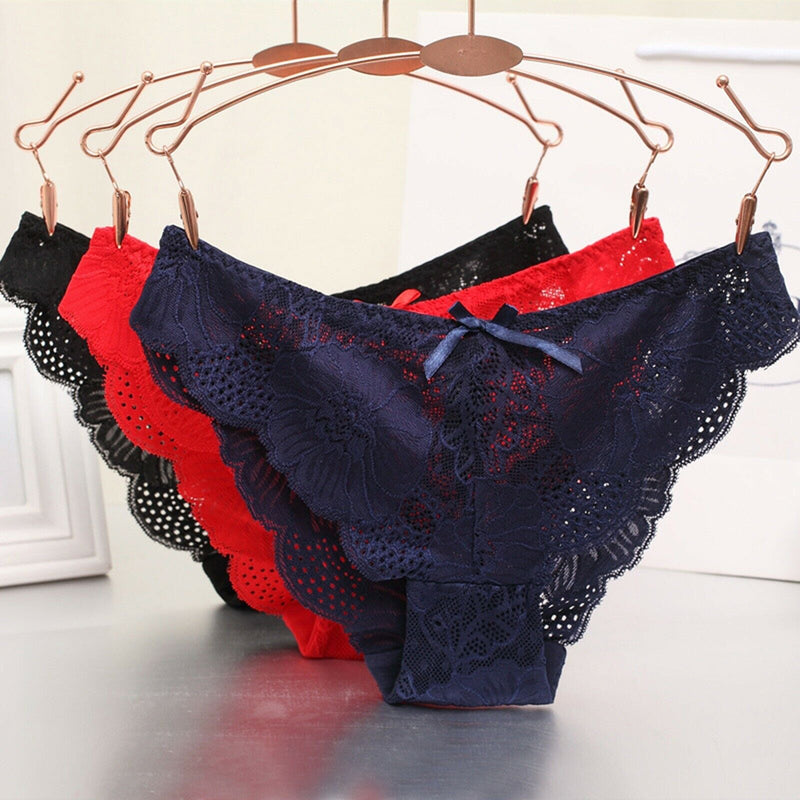 Low Waist Hollow Bow Panties (Pack of 3), NikkiandNaomi