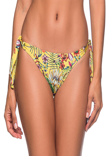 Braguita de bikini con lazo lateral floral "amarillo"