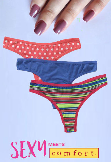 Peanuts Mix Printed Cotton Thong Pack of 3