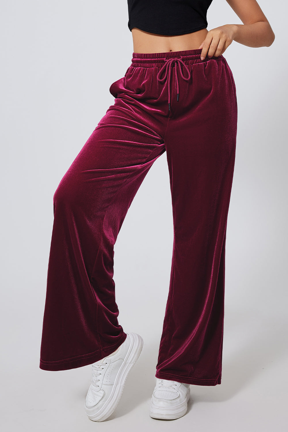 Drawstring Wide Leg Active Pants, NikkiandNaomi