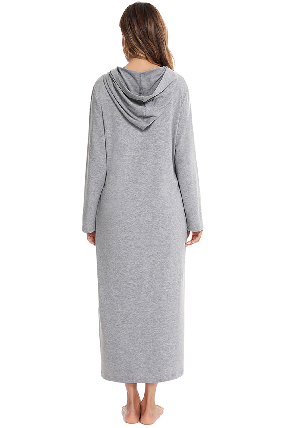 Zip Front Hooded Night Dress with Pockets, NikkiandNaomi