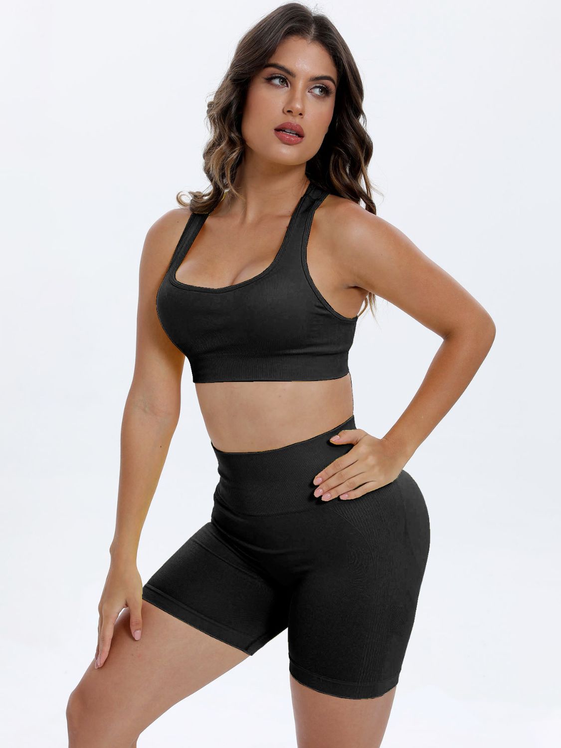 Scoop Neck Wide Strap Top and Shorts Active Set, NikkiandNaomi