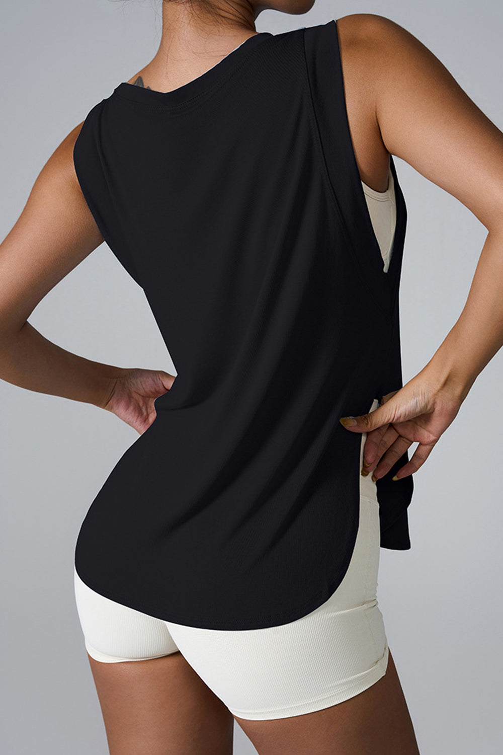 Slit Round Neck Active Tank, NikkiandNaomi