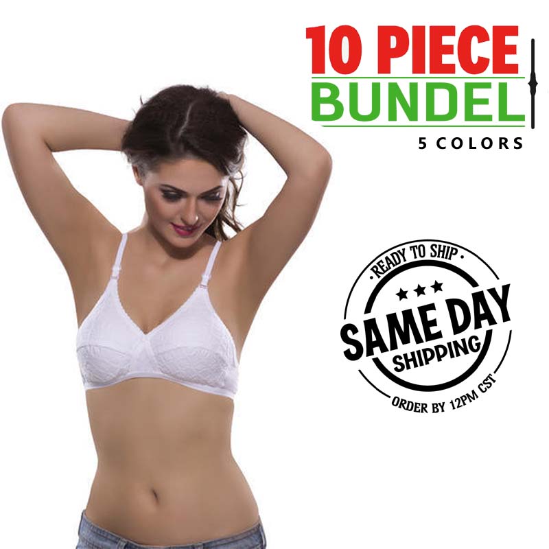 Clearance Sale Pack of 10 Cotton Summer Bras, NikkiandNaomi