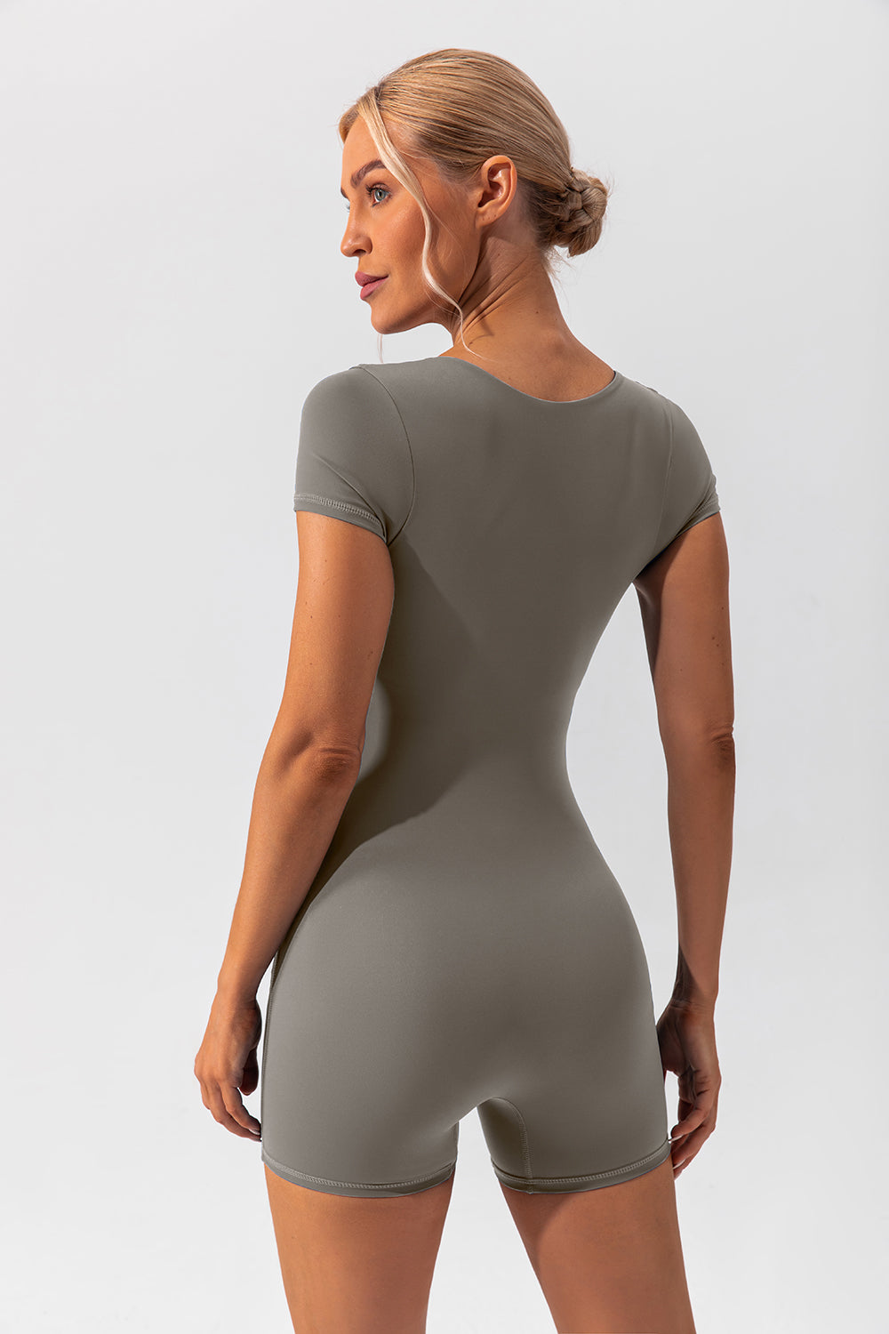 Square Neck Cap Sleeve Active Romper, NikkiandNaomi