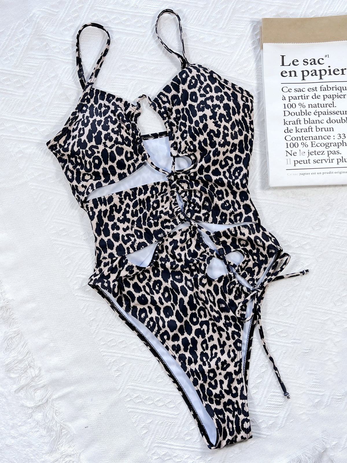 Leopard Cutout Tied One-Piece Swimsuit, NikkiandNaomi