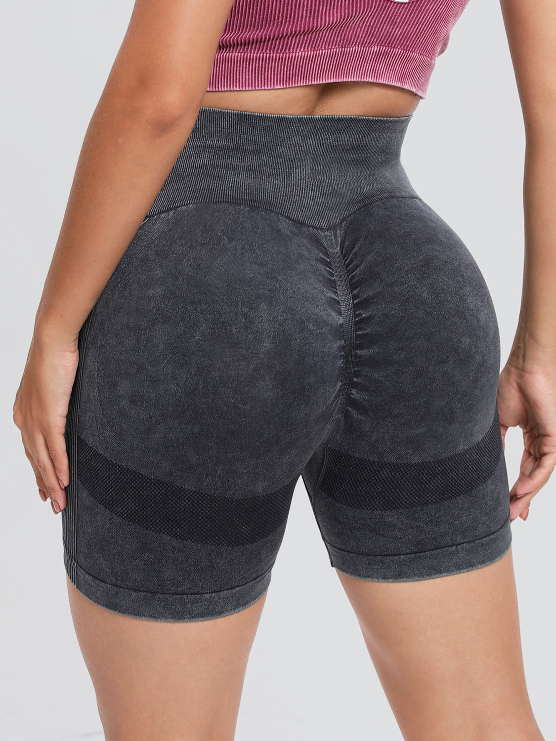 Washed High Waist Active Shorts, NikkiandNaomi