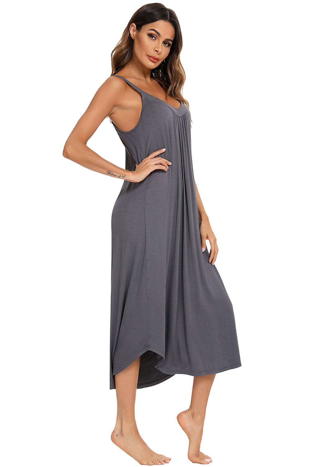 V-Neck Midi Lounge Dress, NikkiandNaomi