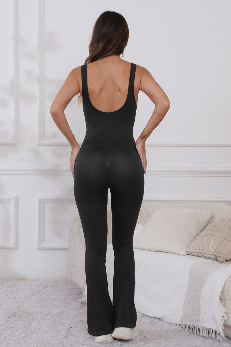 Scoop Neck Wide Strap Active Jumpsuit, NikkiandNaomi