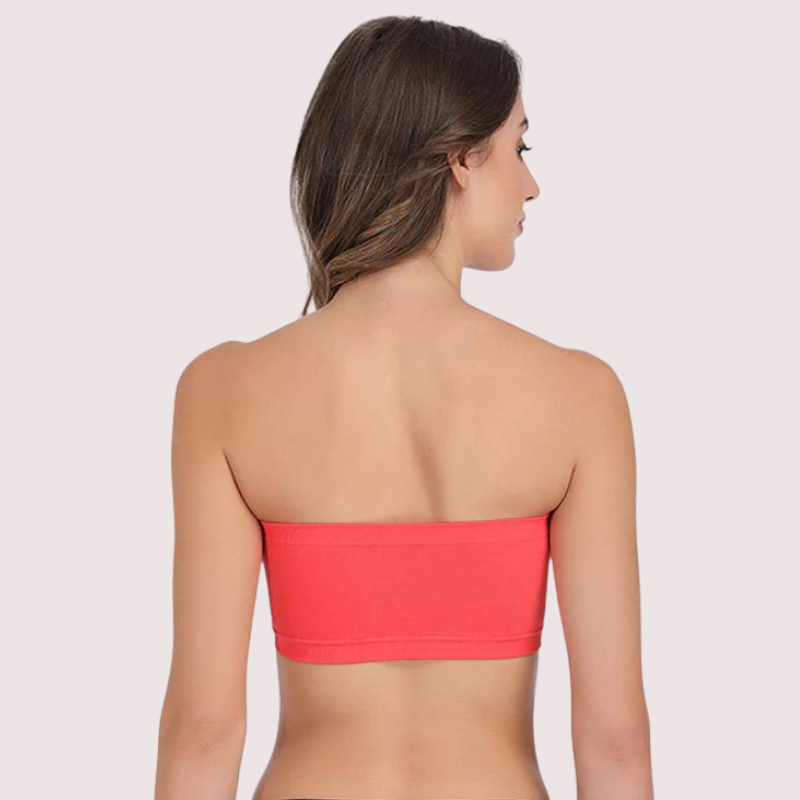 Sexy Coral Red Tube Bandeau Bra Top for Her, NikkiandNaomi