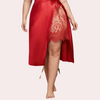 Plus Size Lace Trim Sleep Dress with Cowl Neck
