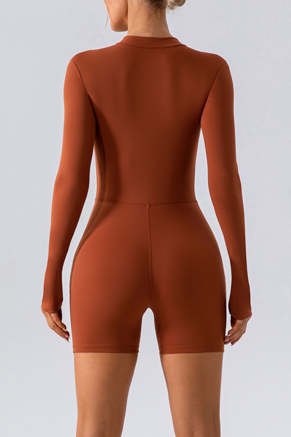 Half Zip Long Sleeve Active Romper, NikkiandNaomi