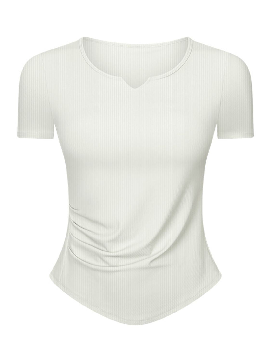 Millennia Notched Short Sleeve Active T-Shirt, NikkiandNaomi