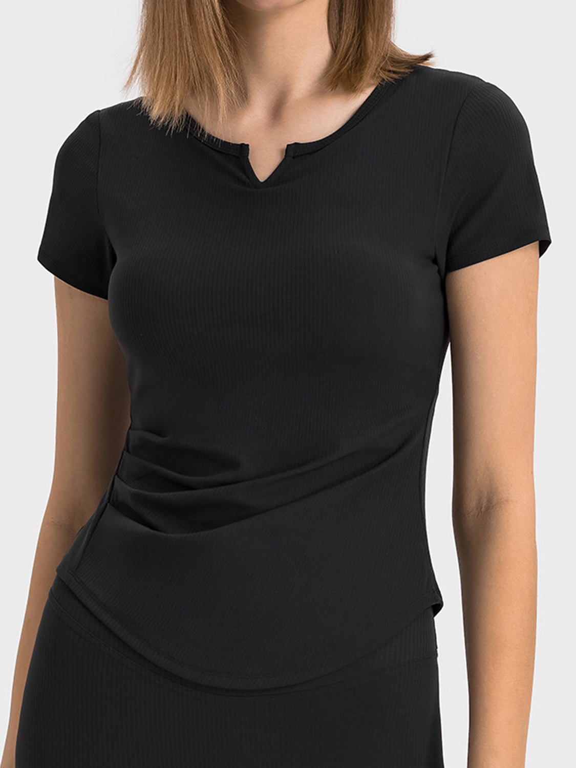 Millennia Notched Short Sleeve Active T-Shirt, NikkiandNaomi