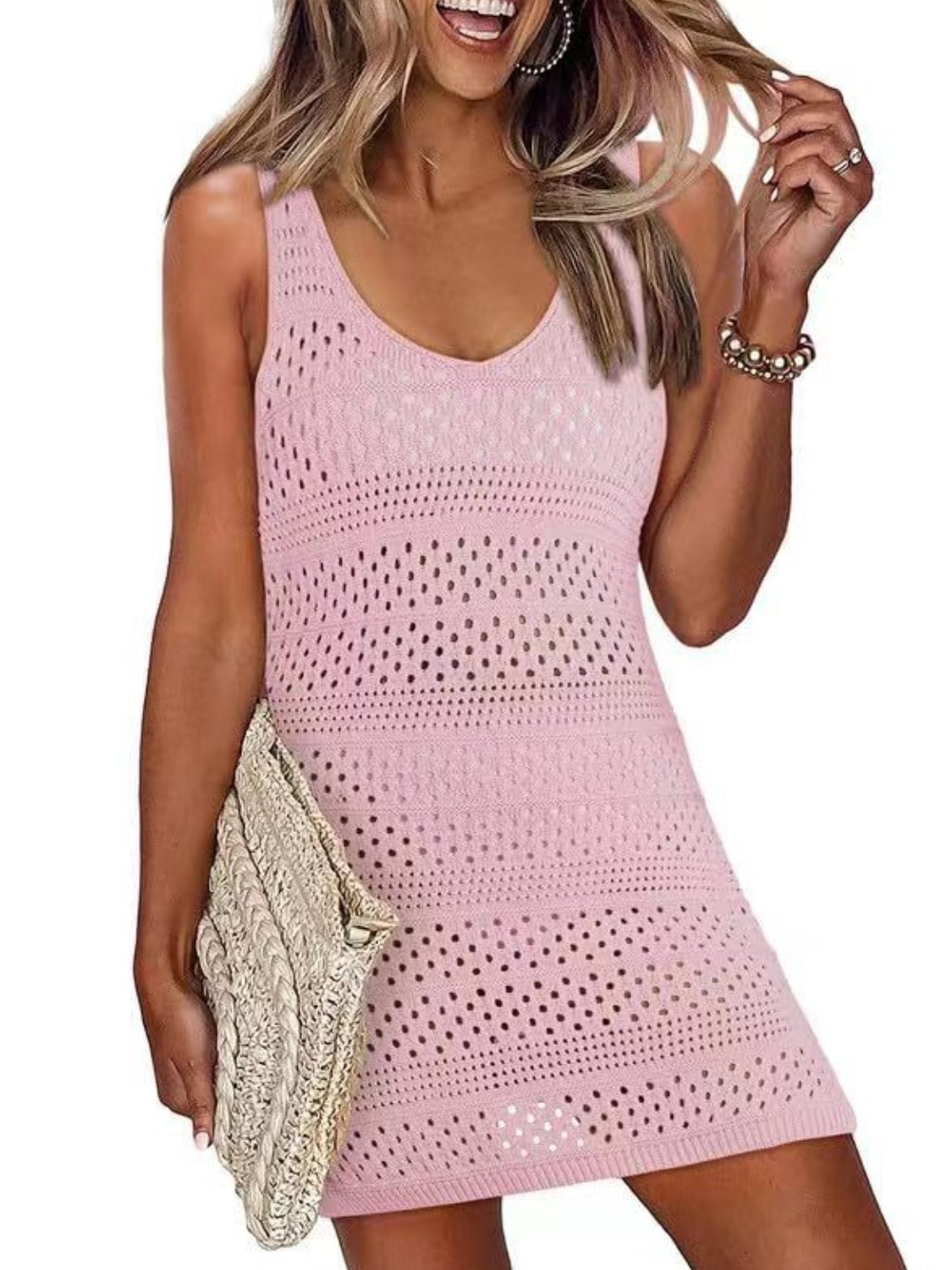 Openwork Scoop Neck Cover Up, NikkiandNaomi