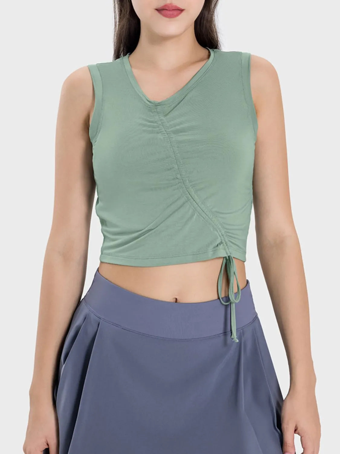 Millennia Drawstring Ruched Wide Strap Active Tank, NikkiandNaomi