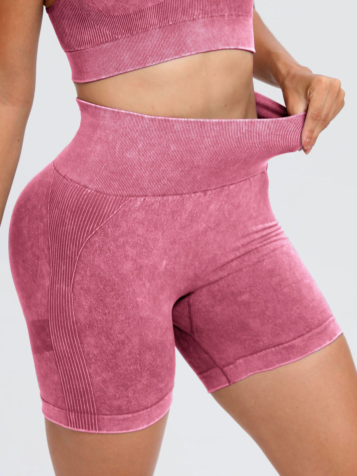 Washed High Waist Active Shorts, NikkiandNaomi