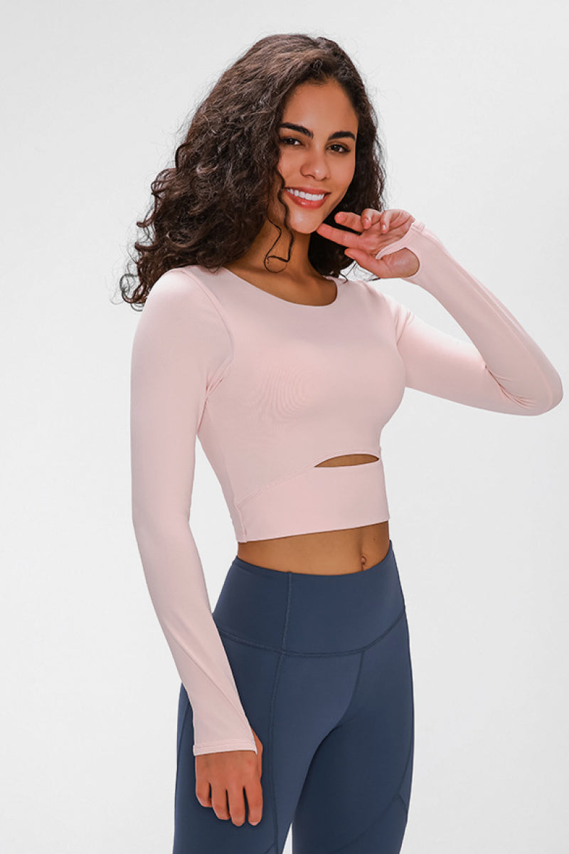 Millennia Long Sleeve Cropped Top With Sports Strap, NikkiandNaomi