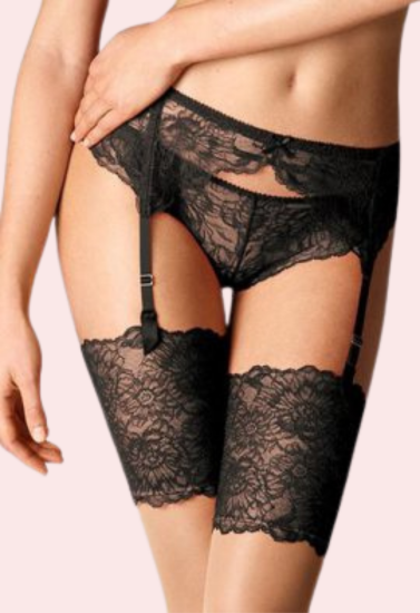 Seductive & Sultry Black Lace Garter Belt by Nikki