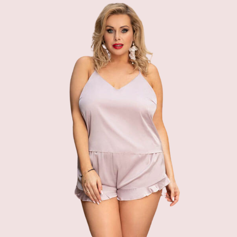 Comfortable Plus Size Cami Shorts Sleepwear Set, NikkiandNaomi